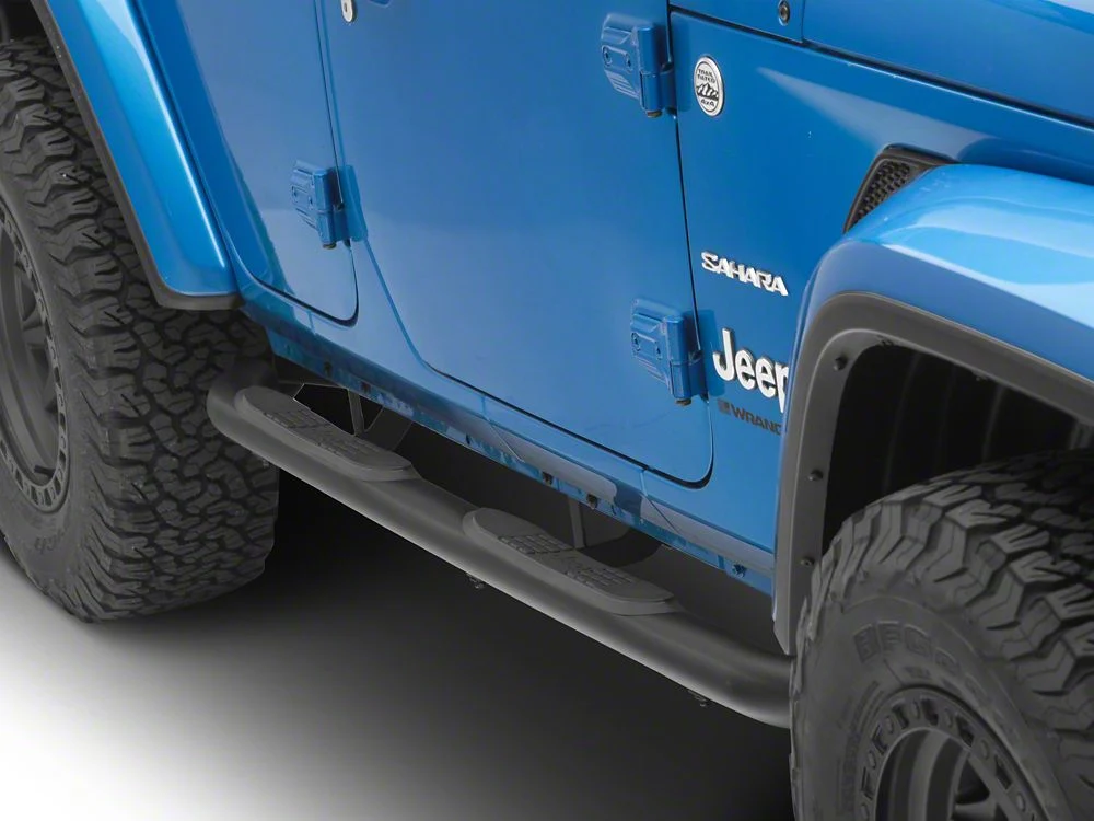 Jeep Licensed by RedRock 3-Inch Round Curved Side Step Bars; Textured Black (18-26 Jeep Wrangler JL 4-Door) - Image 7
