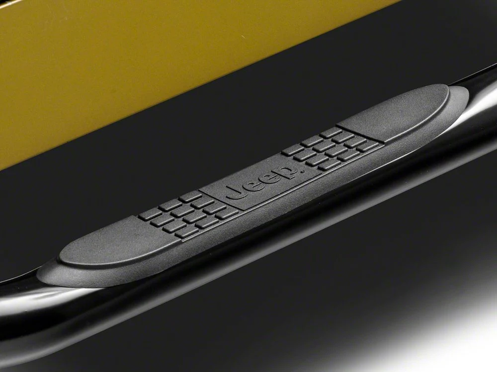 Jeep Licensed by RedRock 3-Inch Round Side Step Bars with Jeep Logo; Semi-Gloss Black (87-06 Jeep Wrangler YJ & TJ, Excluding Unlimited) - Image 2
