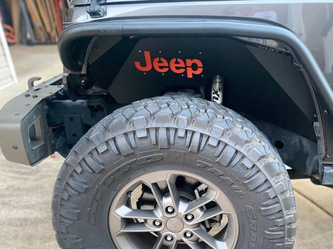 Jeep Licensed by RedRock Aluminum Inner Fender Liners with Jeep Logo; Front; Textured Black (07-18 Jeep Wrangler JK) - Image 10