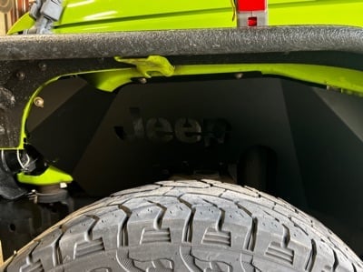 Jeep Licensed by RedRock Aluminum Inner Fender Liners with Jeep Logo; Front; Textured Black (07-18 Jeep Wrangler JK) - Image 11
