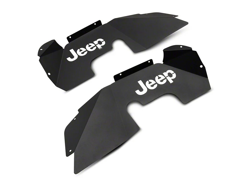 Jeep Licensed by RedRock Aluminum Inner Fender Liners with Jeep Logo; Front; Textured Black (07-18 Jeep Wrangler JK) - Image 6