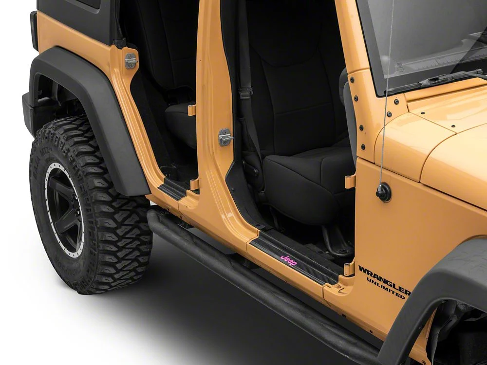Jeep Licensed by RedRock Carbon Fiber Door Sill Decal; Pink (07-18 Jeep Wrangler JK) - Image 3