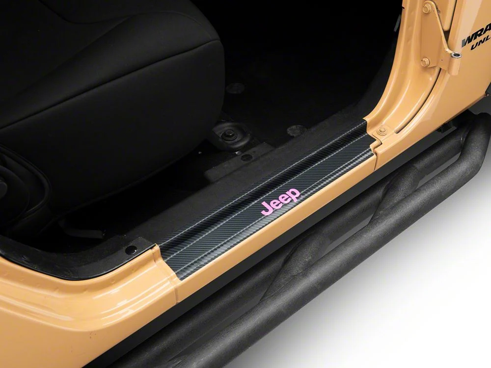 Jeep Licensed by RedRock Carbon Fiber Door Sill Decal; Pink (07-18 Jeep Wrangler JK) - Image 5