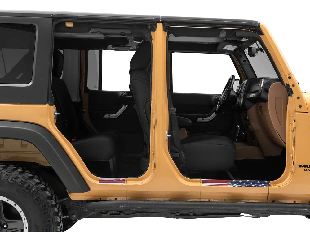 Jeep Licensed by RedRock Carbon Fiber Door Sill Decal; Real Flag (07-18 Jeep Wrangler JK) - Image 4