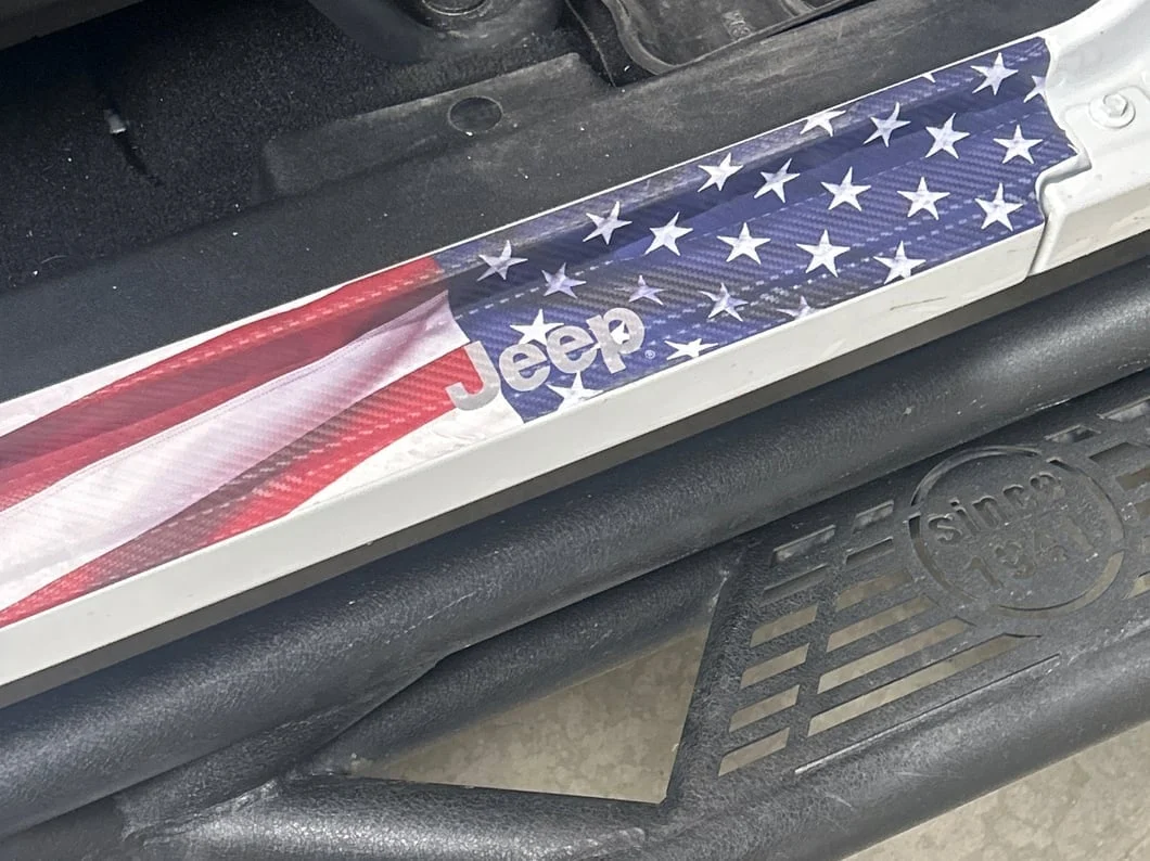 Jeep Licensed by RedRock Carbon Fiber Door Sill Decal; Real Flag (07-18 Jeep Wrangler JK) - Image 7