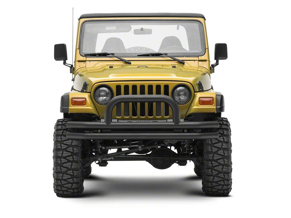 Jeep Licensed by RedRock Double Tubular Front Bumper with Classic Over-Rider Hoop and Jeep Logo; Textured Black (87-06 Jeep Wrangler YJ & TJ) - Image 5