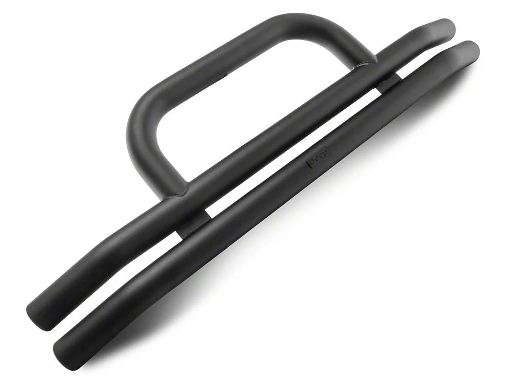 Jeep Licensed by RedRock Double Tubular Front Bumper with Classic Over-Rider Hoop and Jeep Logo; Textured Black (87-06 Jeep Wrangler YJ & TJ) - Image 6