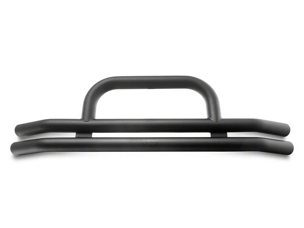Jeep Licensed by RedRock Double Tubular Front Bumper with Classic Over-Rider Hoop and Jeep Logo; Textured Black (87-06 Jeep Wrangler YJ & TJ) - Image 7