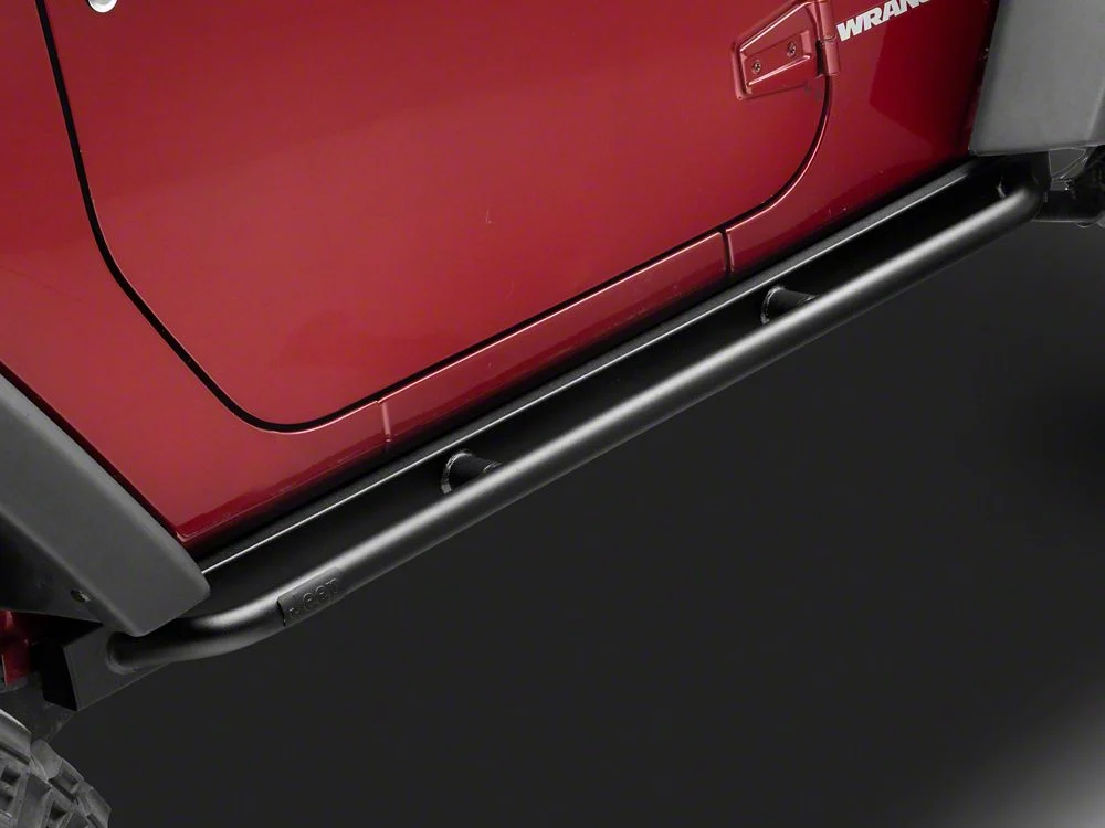 Jeep Licensed by RedRock Enhanced Rubi Rails with Jeep Logo; Textured Black (07-18 Jeep Wrangler JK 2-Door)