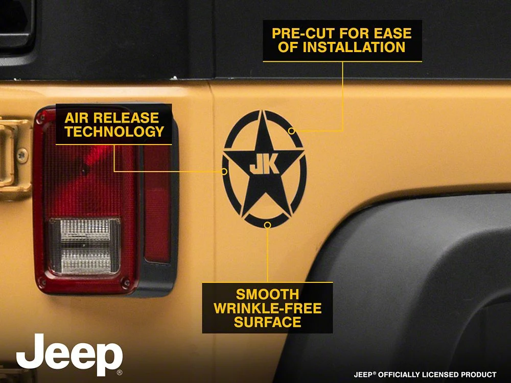 Jeep Licensed by RedRock JK Star Accent Decal; Matte Black (07-18 Jeep Wrangler JK) - Image 7
