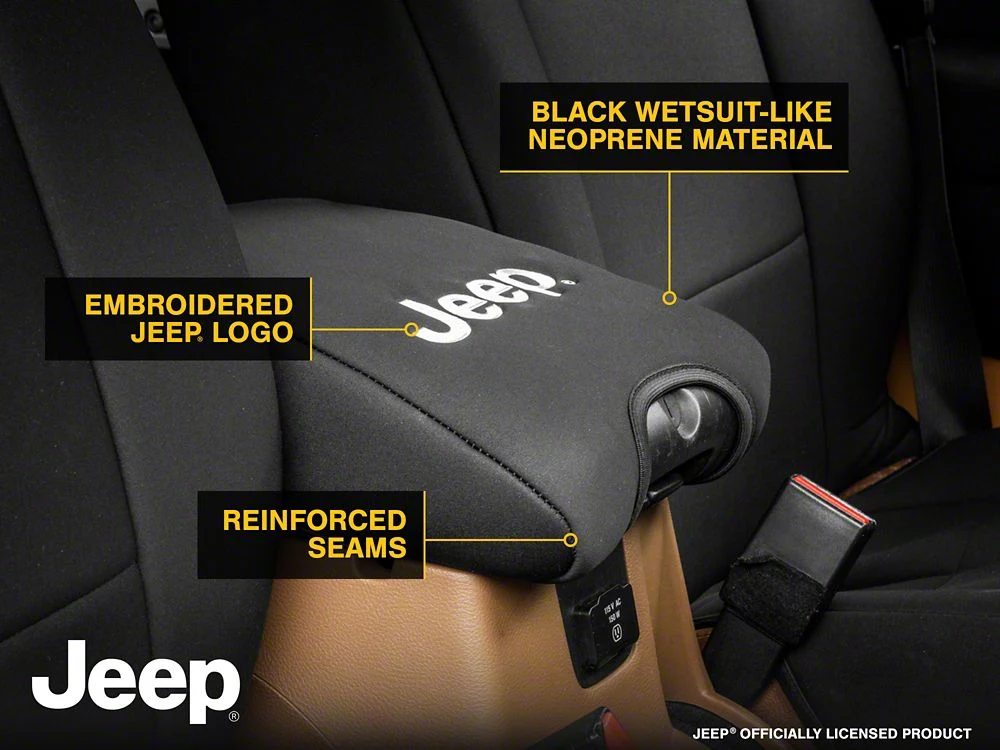 Jeep Licensed by RedRock Neoprene Center Console Arm Rest Cover with Jeep Logo; Black (11-18 Jeep Wrangler JK) - Image 9