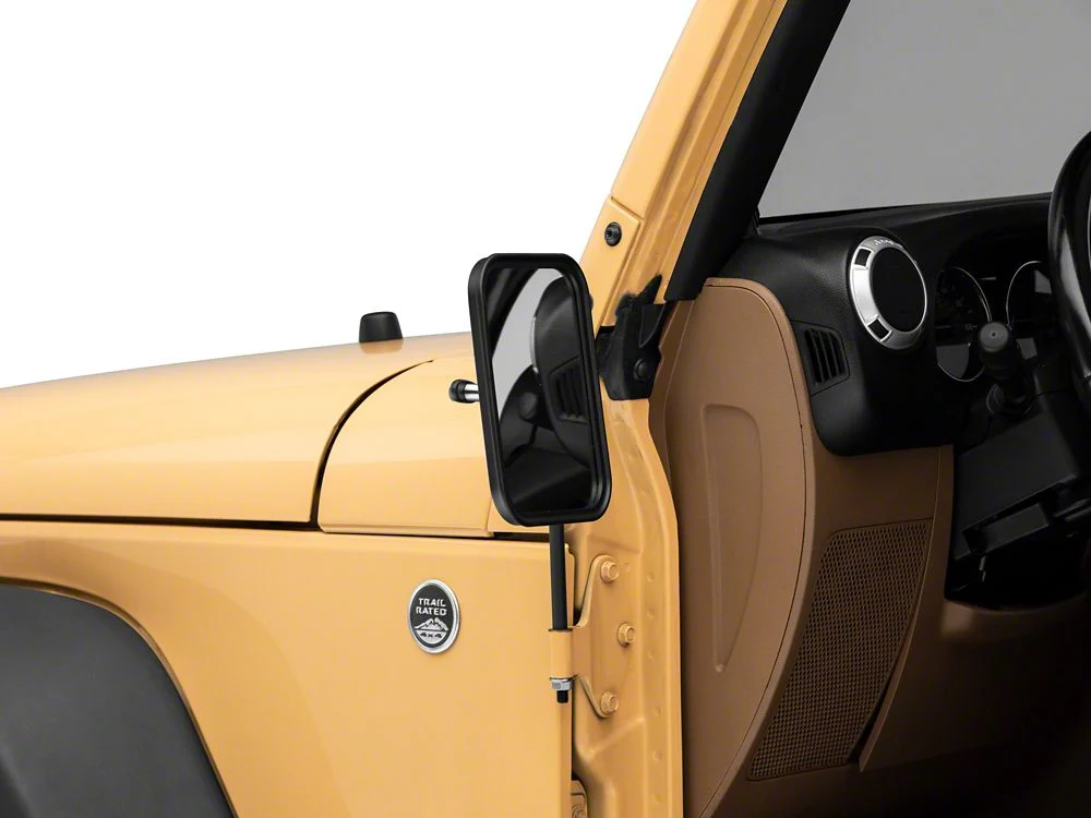 Jeep Licensed by RedRock Rectangular Adventure Mirrors with Embossed Jeep Logo; Textured Black (76-25 Jeep CJ7, Wrangler YJ, TJ, JK & JL) - Image 2