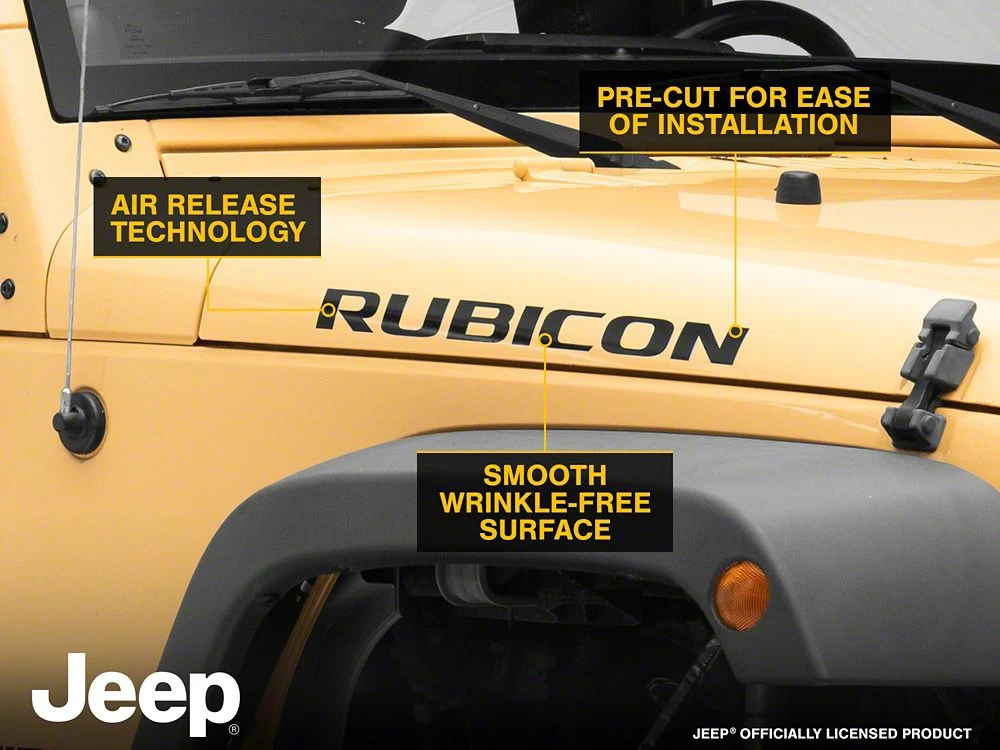 Jeep Licensed by RedRock Rubicon Hood Logo Decal; Black (07-18 Jeep Wrangler JK) - Image 6