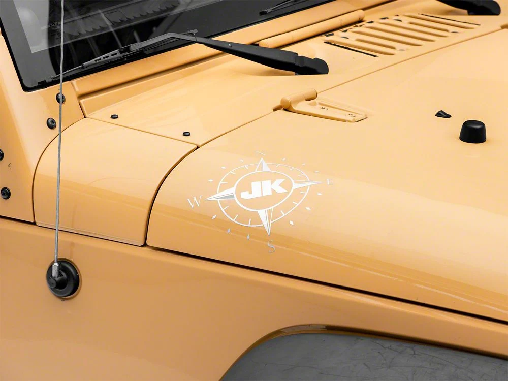 Jeep Licensed by RedRock Small Compass Decal with JK Logo; White (07-18 Jeep Wrangler JK)