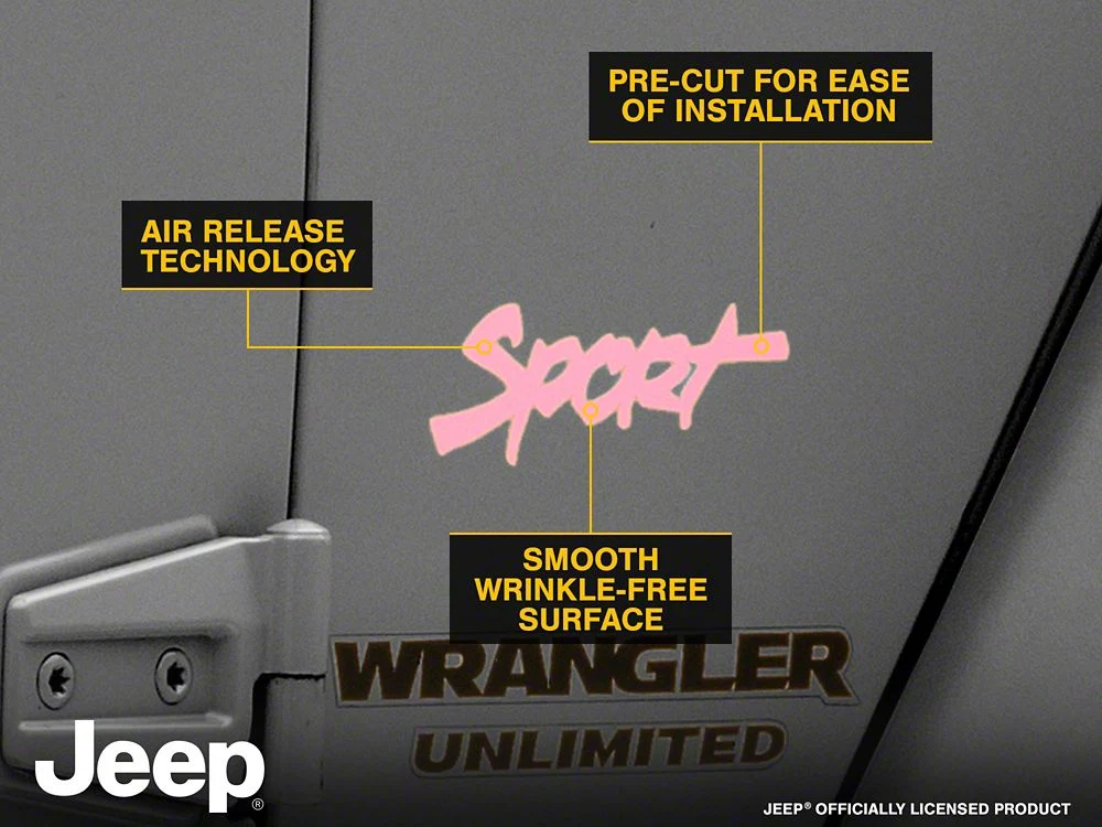 Jeep Licensed by RedRock Sport Script Side Logo Decal; Pink (87-18 Jeep Wrangler YJ, TJ & JK) - Image 6