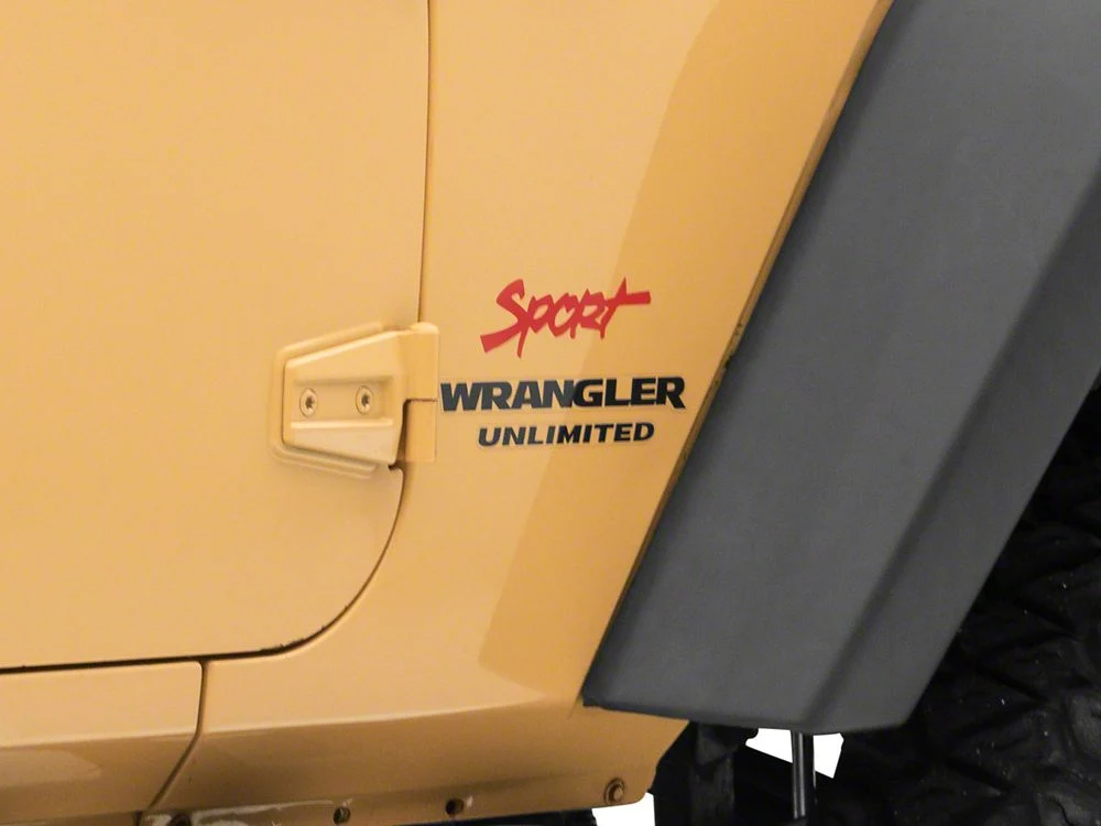 Jeep Licensed by RedRock Sport Script Side Logo Decal; Red (87-18 Jeep Wrangler YJ, TJ & JK)