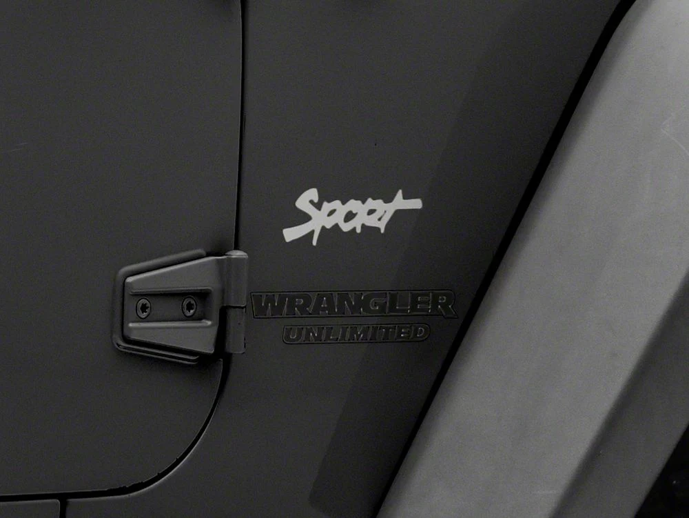 Jeep Licensed by RedRock Sport Script Side Logo Decal; Silver (87-18 Jeep Wrangler YJ, TJ & JK)