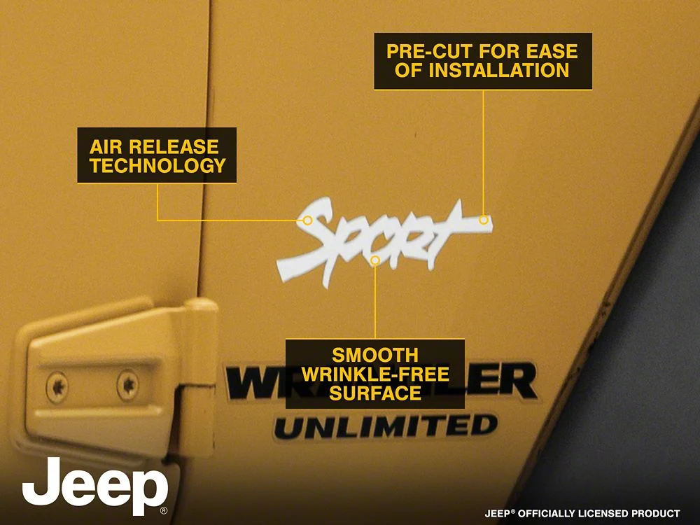 Jeep Licensed by RedRock Sport Script Side Logo Decal; White (87-18 Jeep Wrangler YJ, TJ & JK) - Image 6