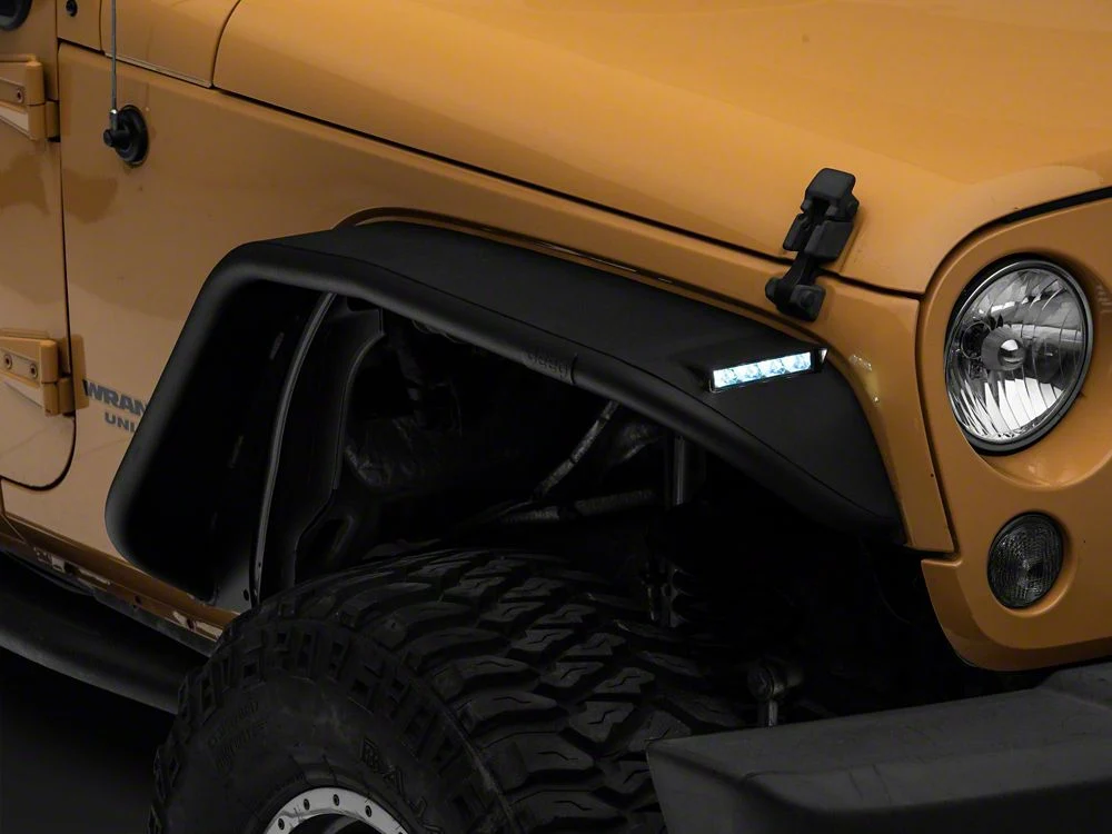 Jeep Licensed by RedRock Tubular Fender Flares with LED DRL and Jeep Logo; Front (07-18 Jeep Wrangler JK) - Image 4