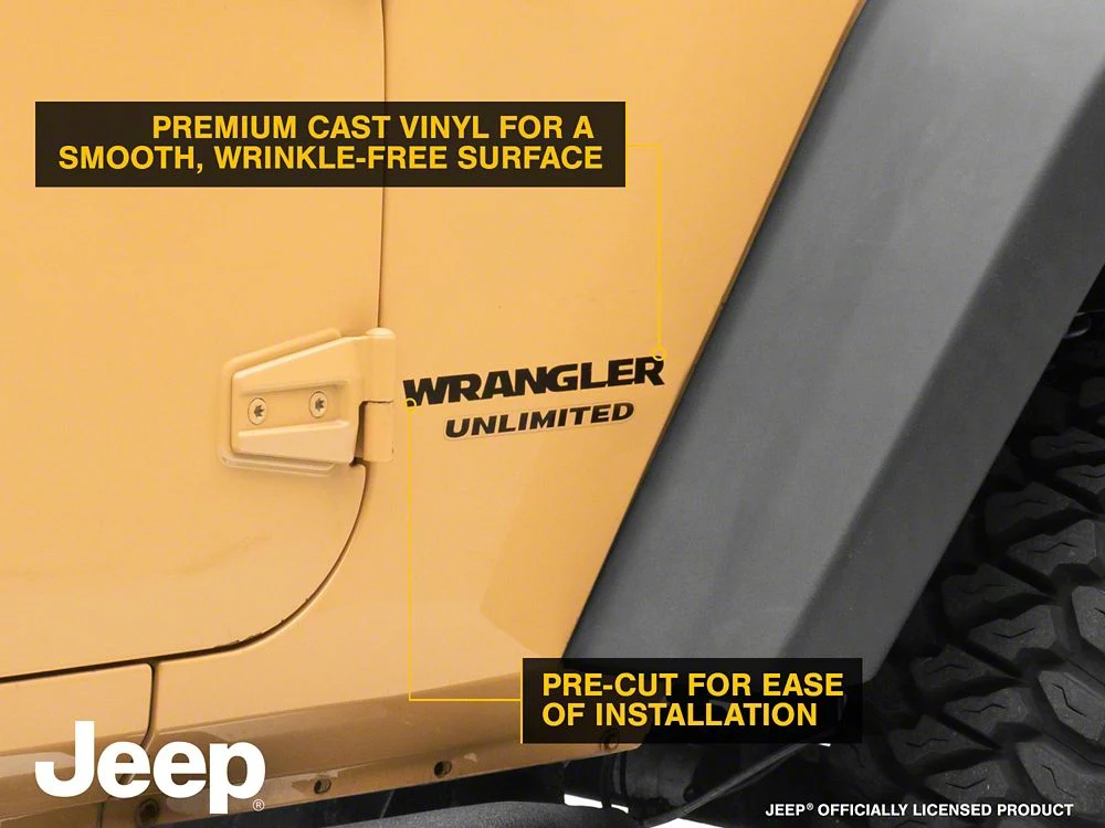 Jeep Licensed by RedRock Wrangler Side Logo; Matte Black (87-18 Jeep Wrangler YJ, TJ & JK) - Image 5