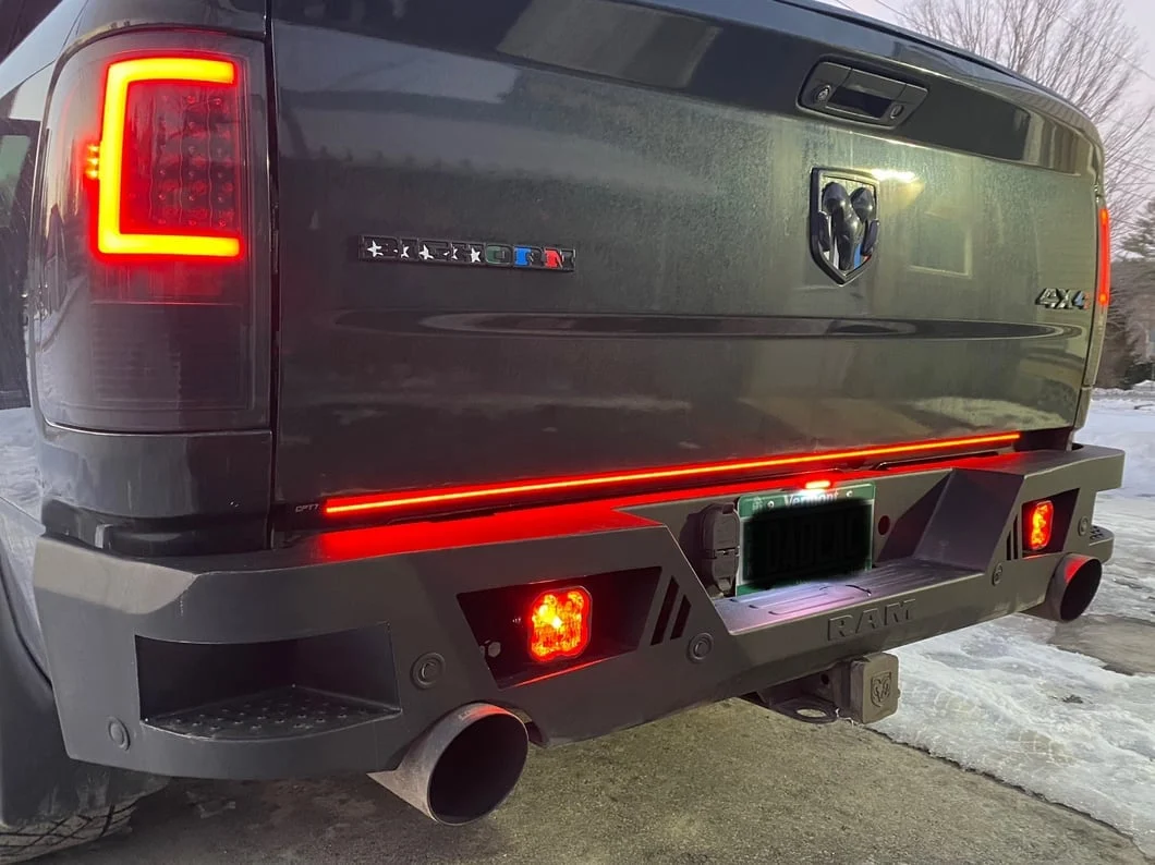 RAM Licensed by RedRock Extreme HD Rear Bumper with RAM Logo; Textured Black (09-18 RAM 1500) - Image 16