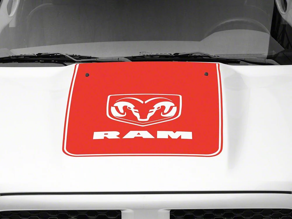 RAM Licensed by RedRock Hood Decal with Logo; Red (09-18 RAM 1500, Excluding Rebel) - Image 5