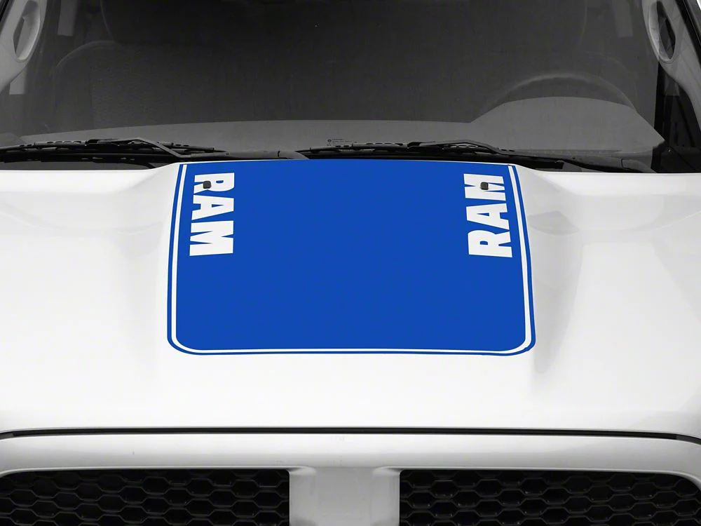 RAM Licensed by RedRock Hood Decal with RAM Logo; Blue (09-18 RAM 1500, Excluding Rebel) - Image 5