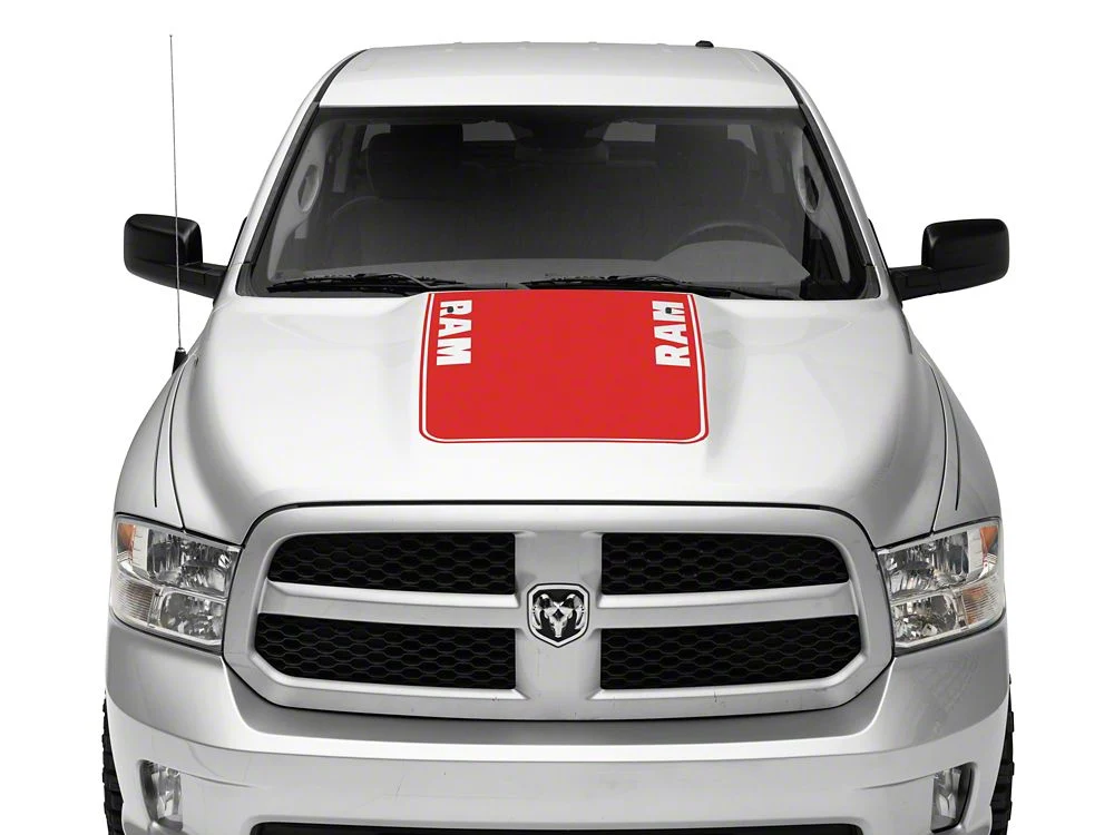 RAM Licensed by RedRock Hood Decal with RAM Logo; Red (09-18 RAM 1500, Excluding Rebel) - Image 4