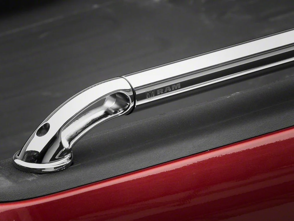 RAM Licensed by RedRock Locker Side Bed Rails; Stainless Steel (03-18 RAM 2500 w/ 6.4-Foot Box) - Image 11
