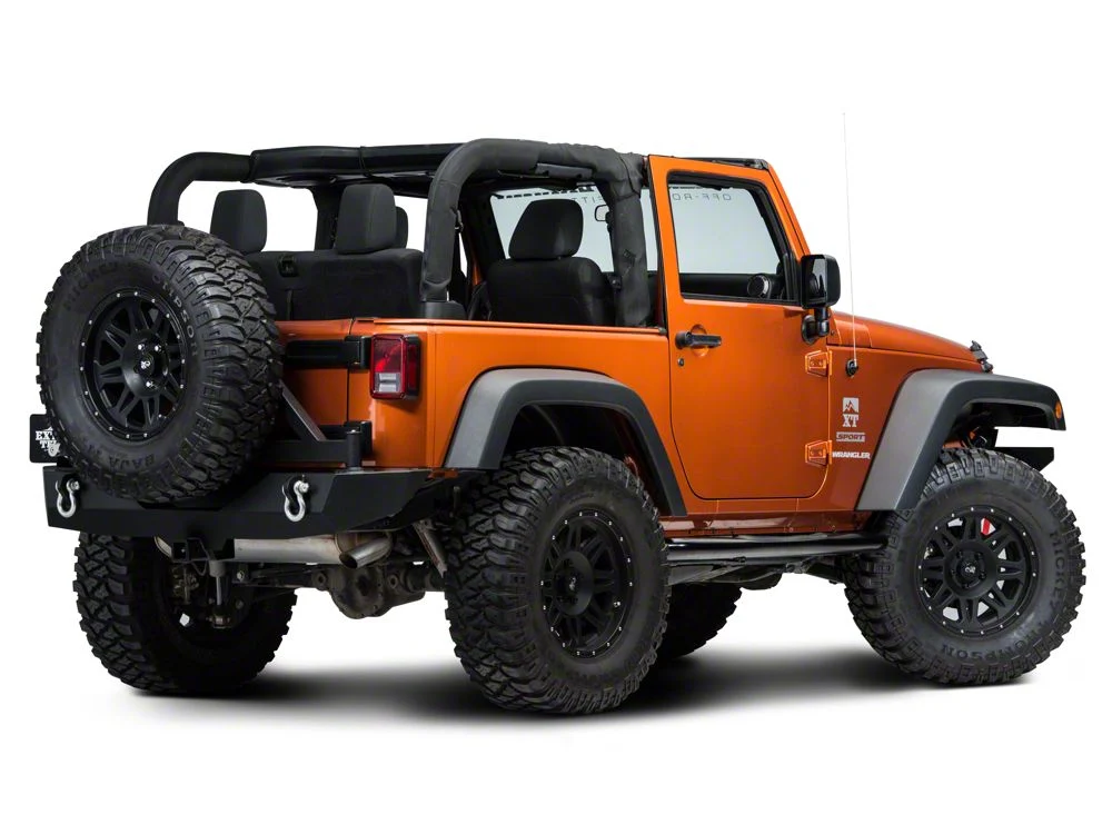 RedRock 3-Inch Round Curved Side Step Bars; Semi-Gloss Black (07-18 Jeep Wrangler JK 2-Door) - Image 6