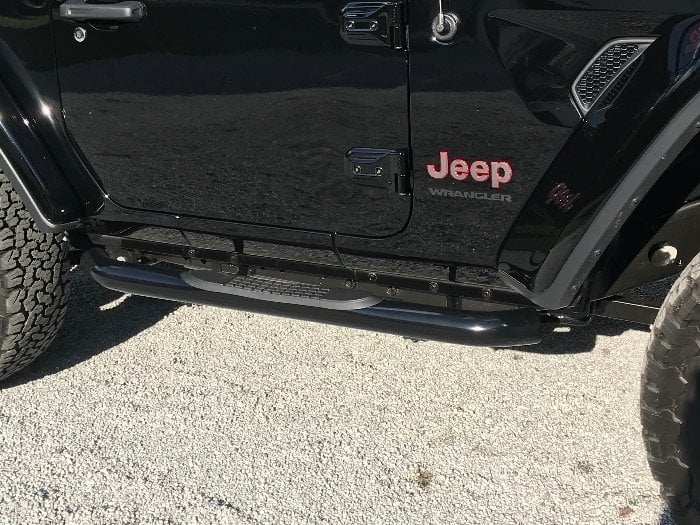 RedRock 3-Inch Round Curved Side Step Bars; Semi-Gloss Black (18-25 Jeep Wrangler JL 2-Door) - Image 16