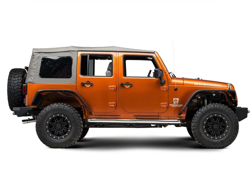 RedRock 3-Inch Round Curved Side Step Bars; Stainless Steel (07-18 Jeep Wrangler JK 4-Door) - Image 5