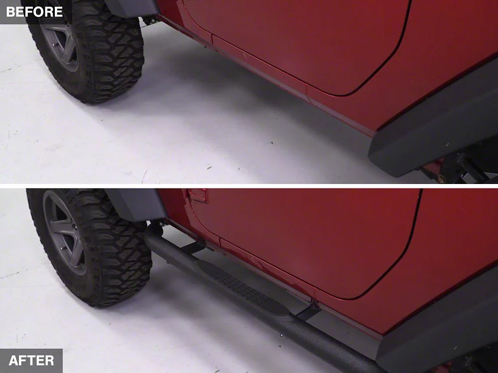 RedRock 3-Inch Round Curved Side Step Bars; Textured Black (07-18 Jeep Wrangler JK 2-Door) - Image 15