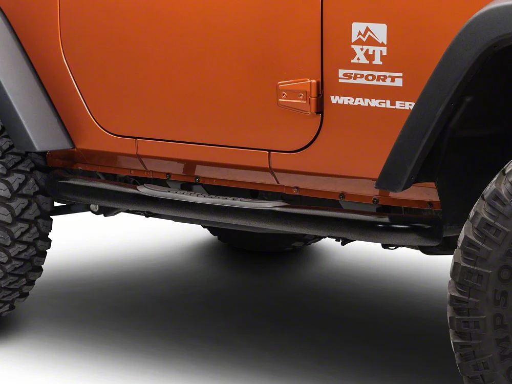 RedRock 3-Inch Round Curved Side Step Bars; Textured Black (07-18 Jeep Wrangler JK 2-Door) - Image 3