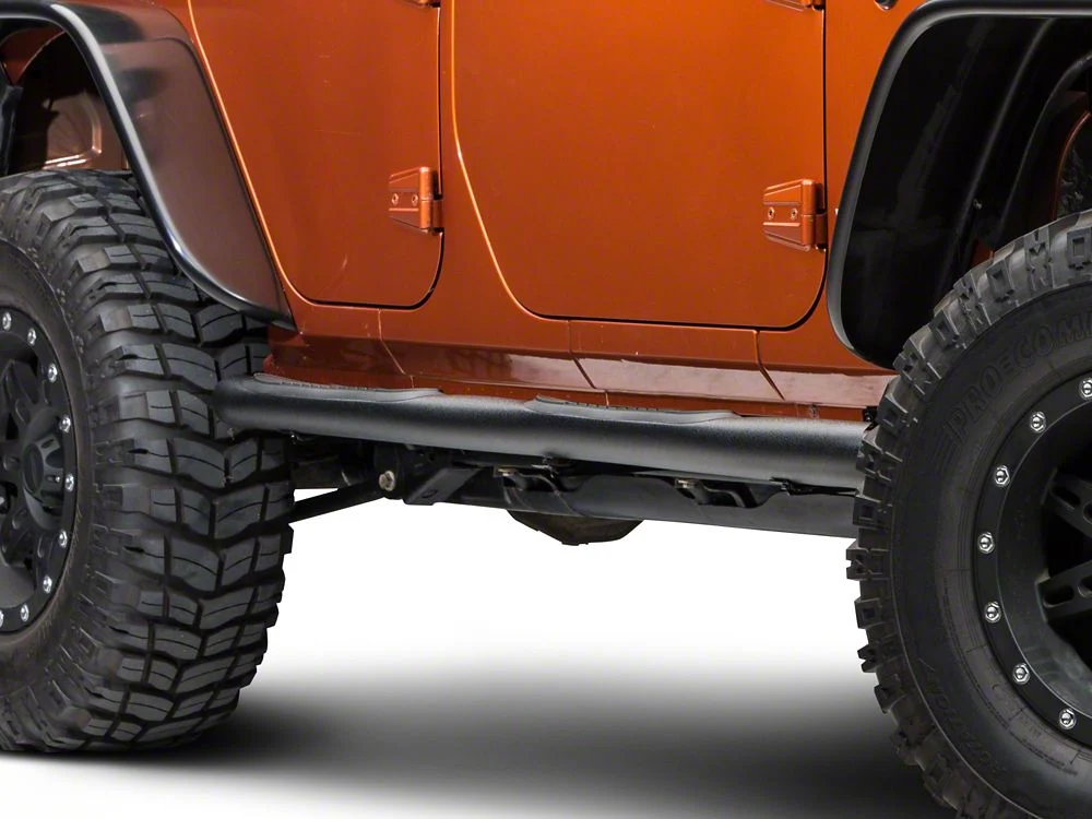 RedRock 3-Inch Round Curved Side Step Bars; Textured Black (07-18 Jeep Wrangler JK 4-Door) - Image 3