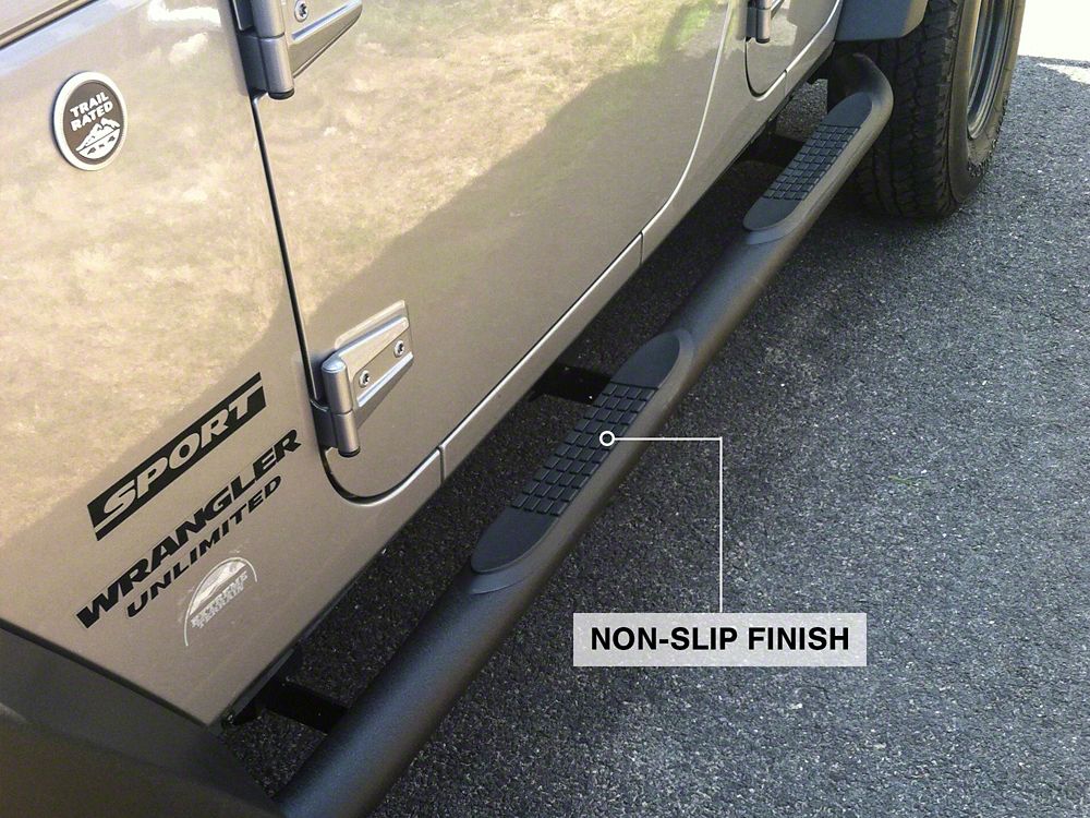 RedRock 3-Inch Round Curved Side Step Bars; Textured Black (07-18 Jeep Wrangler JK 4-Door) - Image 9