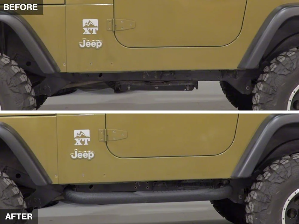 RedRock 3-Inch Round Side Step Bars; Semi-Gloss Black (87-06 Jeep Wrangler YJ & TJ, Excluding Unlimited) - Image 11