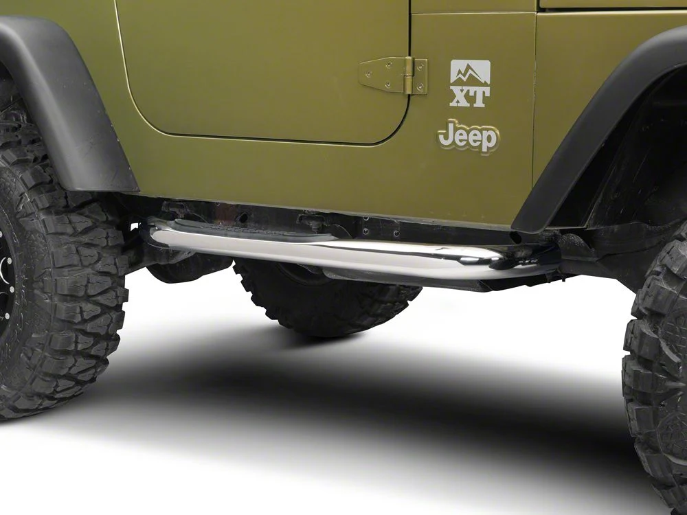RedRock 3-Inch Round Side Step Bars; Stainless Steel (87-06 Jeep Wrangler YJ & TJ, Excluding Unlimited) - Image 3
