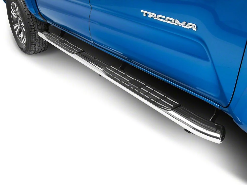 RedRock 4-Inch Oval Bent End PNC Side Step Bars; Stainless Steel (05-23 Tacoma Double Cab) - Image 3