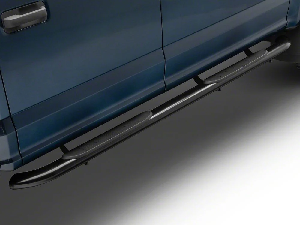 RedRock 4-Inch Oval Bent End Side Step Bars; Black (17-25 F-250 Super Duty SuperCrew)