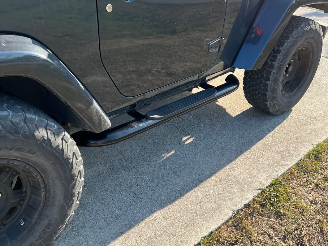 RedRock 4-Inch Oval Curved Side Step Bars; Semi-Gloss Black (07-18 Jeep Wrangler JK 2-Door) - Image 17