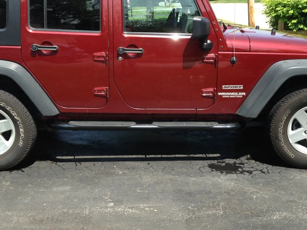 RedRock 4-Inch Oval Curved Side Step Bars; Semi-Gloss Black (07-18 Jeep Wrangler JK 4-Door) - Image 17