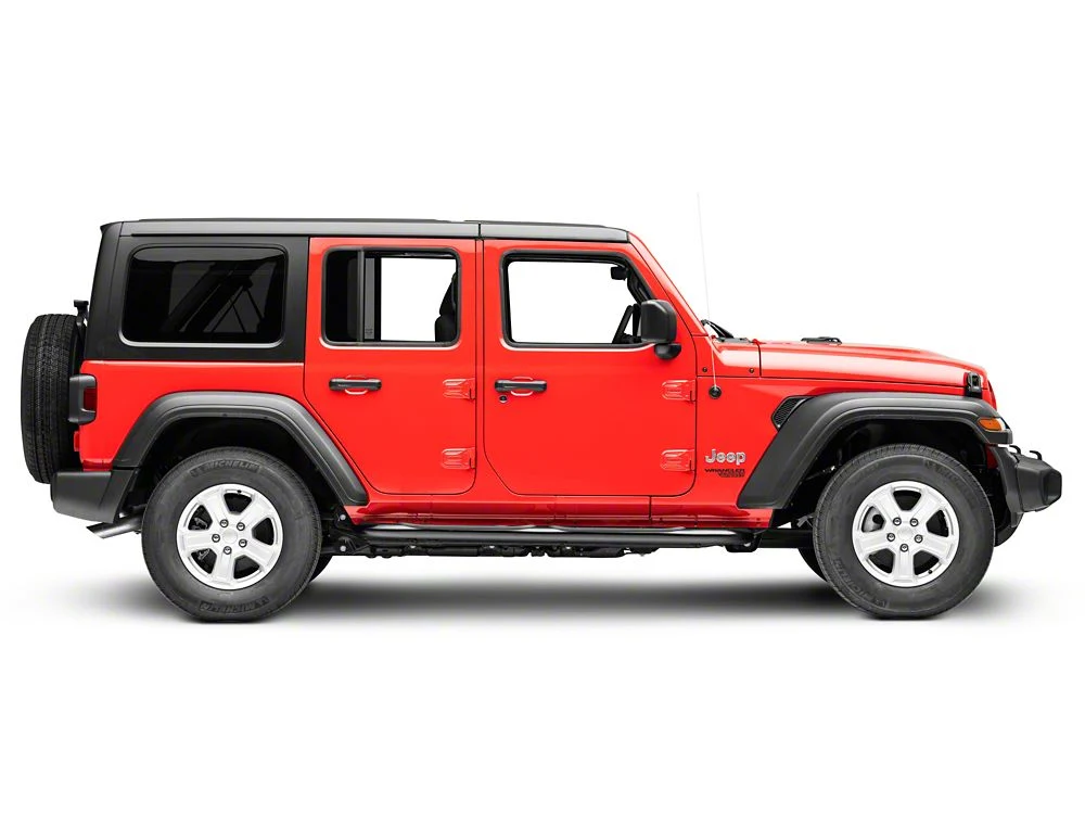 RedRock 4-Inch Oval Curved Side Step Bars; Semi-Gloss Black (18-25 Jeep Wrangler JL 4-Door) - Image 4