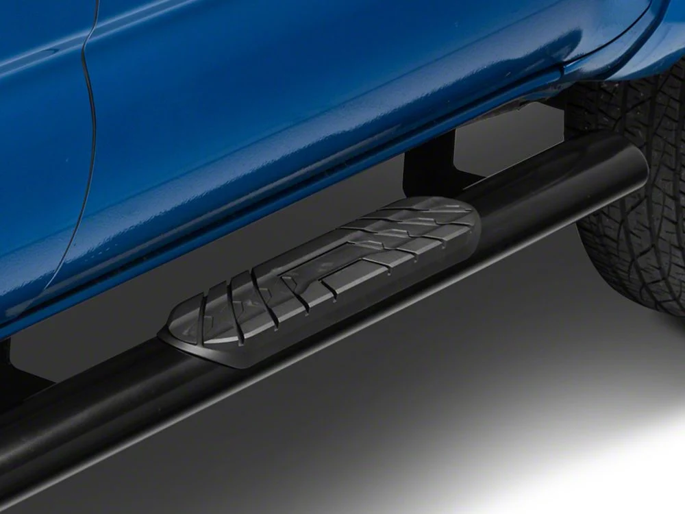 RedRock 4-Inch Oval Straight End Side Step Bars; Black (05-23 Tacoma Double Cab) - Image 4