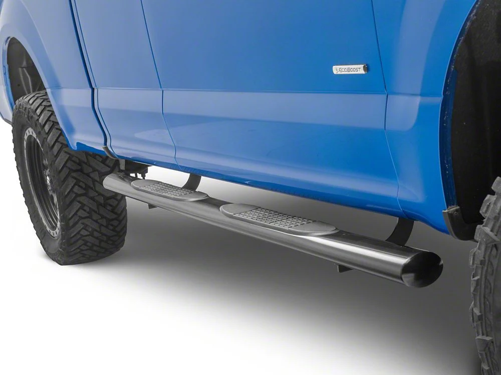 RedRock 4-Inch Oval Straight End Side Step Bars; Black (15-25 F-150 SuperCab) - Image 7