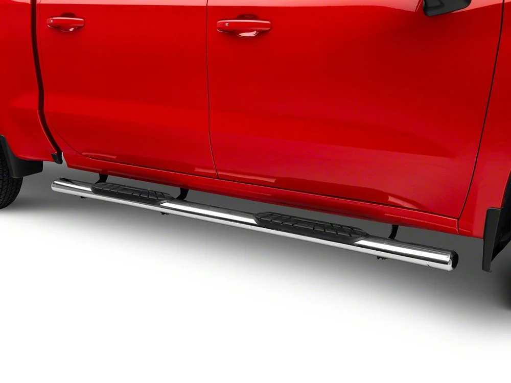 RedRock 4-Inch Oval Straight End Side Step Bars; Stainless Steel (19-25 Sierra 1500 Crew Cab) - Image 2