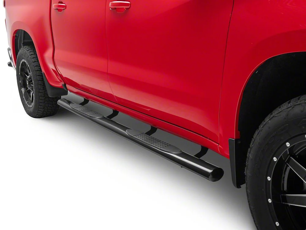 RedRock 4-Inch Oval Straight Side Step Bars; Black (19-25 Silverado 1500 Crew Cab) - Image 7