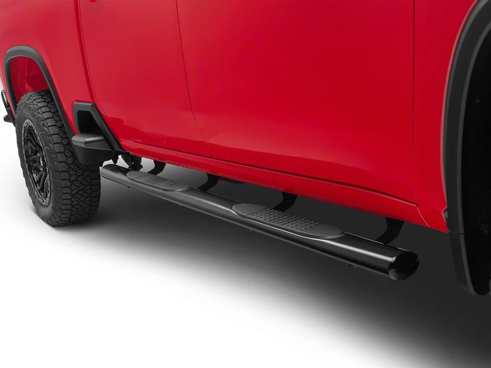 RedRock 4-Inch Oval Straight Side Step Bars; Black (20-25 Silverado 2500 HD Crew Cab) - Image 3