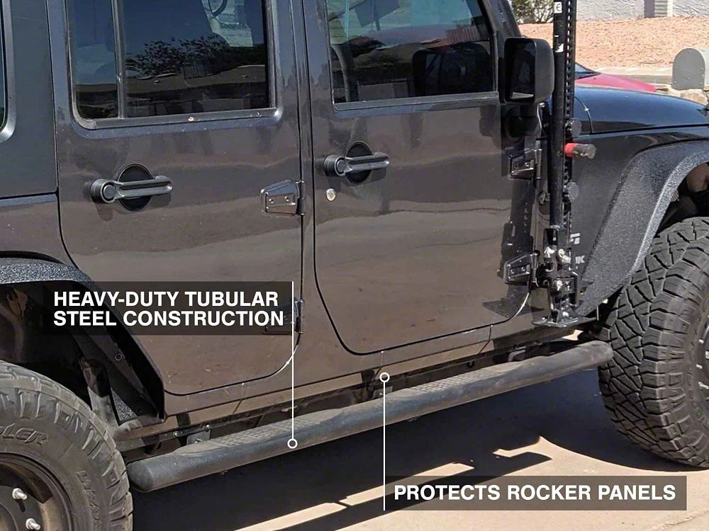 RedRock 4-Inch Oval Straight Side Step Bars; Textured Black (07-18 Jeep Wrangler JK 4-Door) - Image 14