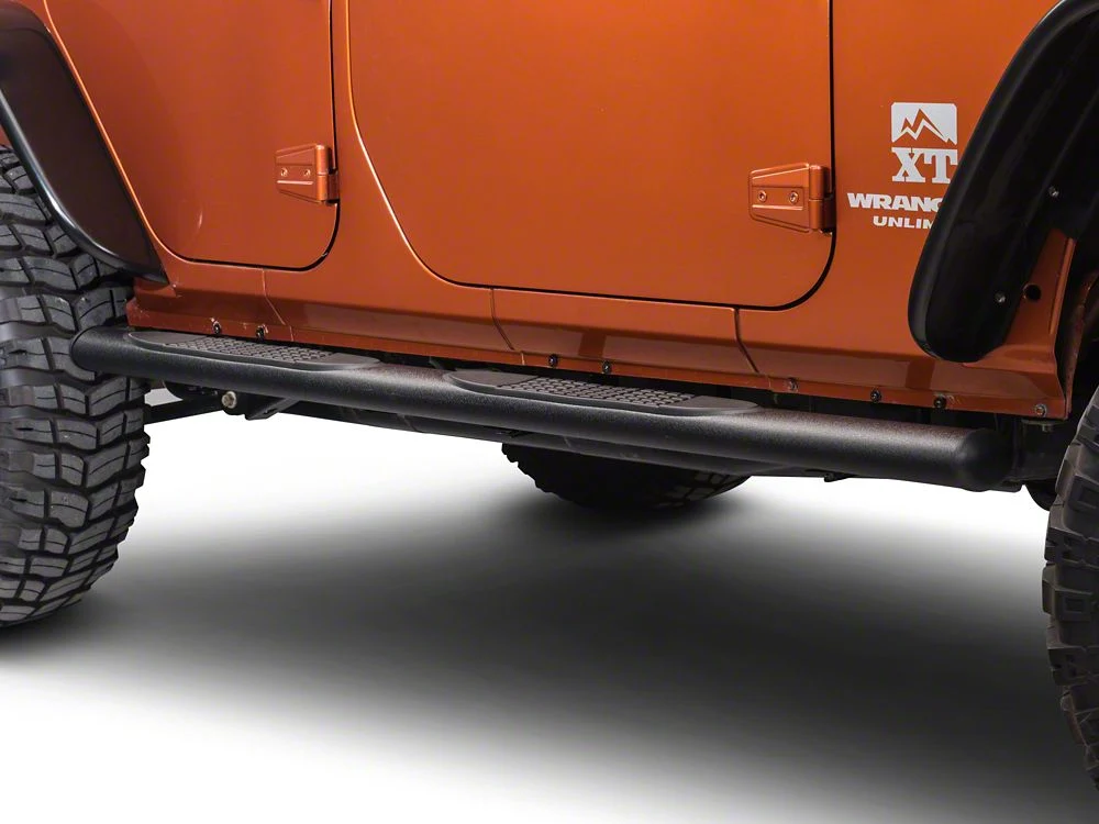 RedRock 4-Inch Oval Straight Side Step Bars; Textured Black (07-18 Jeep Wrangler JK 4-Door) - Image 3